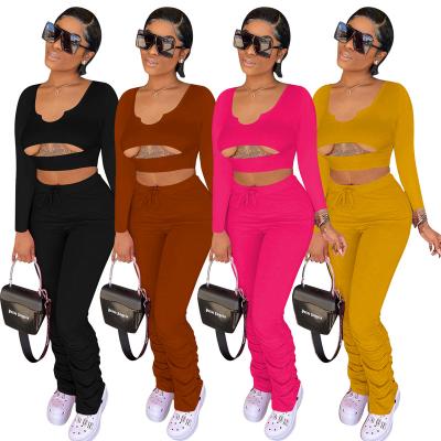 China QUICK DRY Wholesale Stacked Low Jogger Sets Ladies Collar 2pcs Suit Show Size Lounge Use Two Piece Outfit For Women for sale