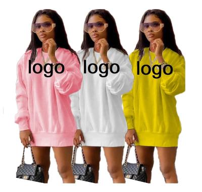 China 2021 Solid Custom Logo Tracksuits Winter Crop Hoodies Breathable Wholesale Long Sleeve Dress Drop Clothes For Women for sale