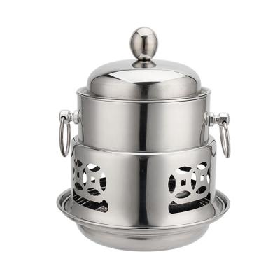 China New Design Restaurant Stainless Steel Personal Cheap Food Heater Outdoor Mini Hot Pot With Alcohol Heater Stove Pot for sale