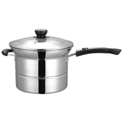 China Multifunctional Steaming Noodle Viable Pan Stainless Steel Steaming Cookware Steamer Pot with Glass Lid and Handle for sale