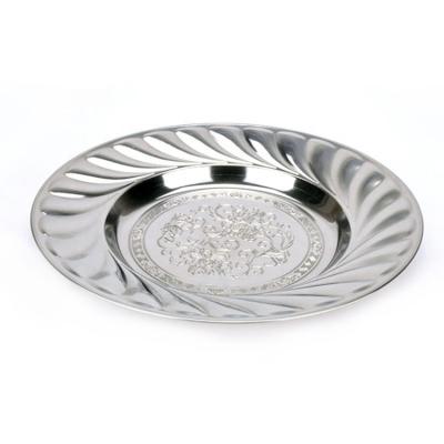 China High Quality Round Natural Stainless Steel Durable 20cm Color Stainless Steel Magnolia Dish Saucer for sale