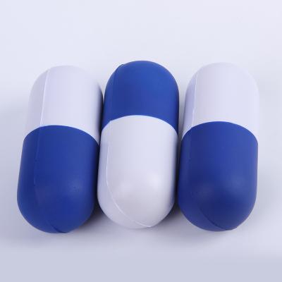 China Promotional Hot Selling Toy Pill Pu Logo Printing Pill Capsule Anti Stress Toy Pill Ball for sale