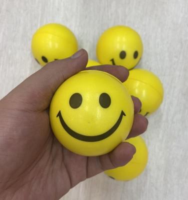 China Toy Hot Sales Full Color Soft Funny Cute Smiley Print Smiley Face Yellow Stress Ball for sale