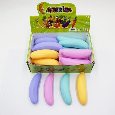 China Eco-friendly Children Toys Huayi TPR Stress Relieve Squeeze Banana Fruit Squishy Toy Children Toys Squeeze Banana for sale