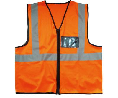 China 120 Grams Ansi Safety Orange Fluorescent Reflective Vest With Pockets for sale