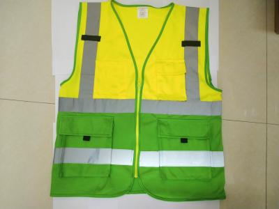 China Four Pocket High Visibility Vest Double Color Tear Away Safety Vest for sale