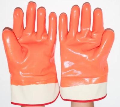 China Fluorescent Orange Oil Resistant Insulated PVC Gloves Fully Coated PVC Dipped Gloves for sale