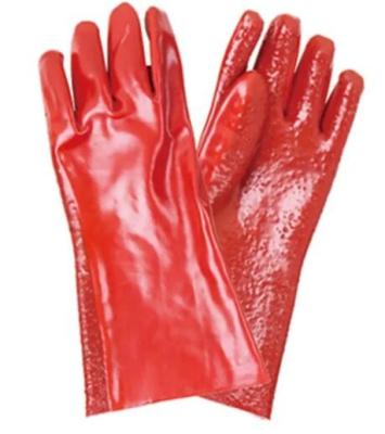 China Waterproof PVC Coated Chemical Resistant Gloves PVC Dipped Gloves With Terry Lining for sale