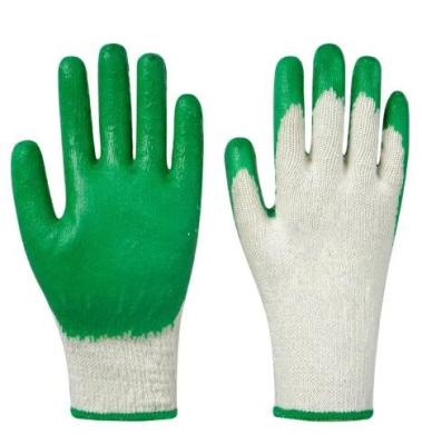 China Plain Latex Coated Gloves 10 Gauge Green Latex Coated String Knit Gloves for sale