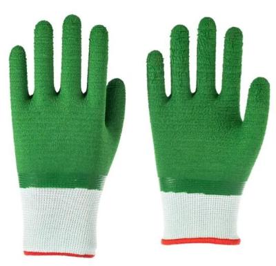 China Polyester Wave Latex Grip Gloves Labor Protection Work Latex Gloves Wear Resistant for sale