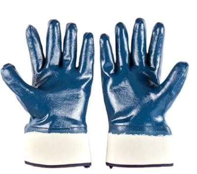 China Blue Chemical Resistant Nitrile Gloves Waterproof Work Gloves Oil Resistant for sale