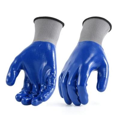 China OEM Fully Dipped Nitrile Gloves Polyester Nylon 25cm 26cm Water Resistant Work Gloves for sale