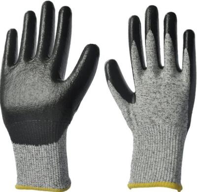 China OEM Grey Cut Resistance Gloves 13 Gauge Puncture Resistant Gloves Palm Coated for sale