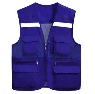 China Neon Blue Hi Vis Vest Reflective Cotton Polyester Safety Vest For Working for sale