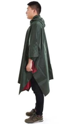 China Olive Green OXFORD Fabric Heavy Duty Rain Poncho Comfortable Rainwear for sale