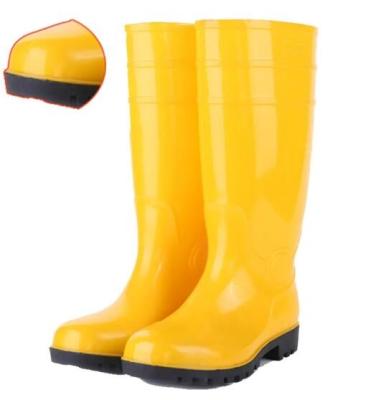 China Construction Site Safety Rain Boots Yellow Women'S Steel Toe Rain Boots for sale