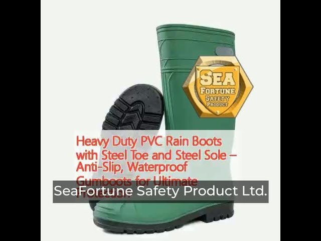 green pvc steel toe rubber boots anti slip steel toe waterproof boots