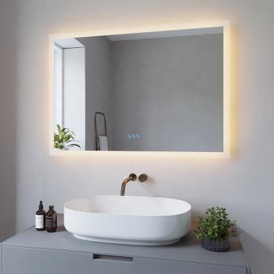 China Schlomann IR Sensor Lighted Rectangle Mirror Led Smart Mirror With Speaker Bathroom Hotel Shower Full Wall Lighted Mirror for sale