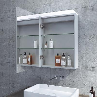 China 2-Face China factory illuminated anti-fog lighted wall mounted led bathroom mirror medicine cabinet for sale