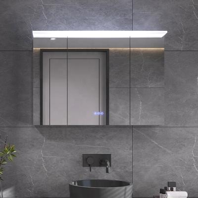 China Hot Selling 2-Face Schlomann Hotel Bathroom Cabinet With Shaver Socket Smart Touch Screen Led Bathroom Medicine Cabinet for sale