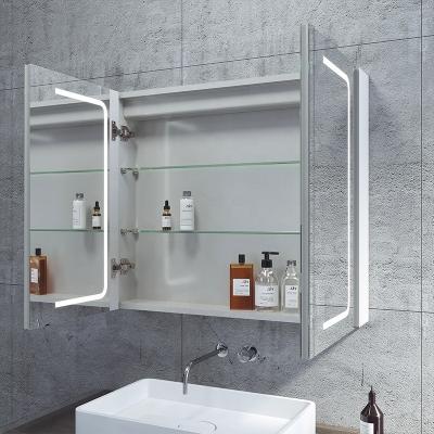 China Schlomann 2-Face Modern Design Wall Mounted Bathroom Mirror Hot Selling Popular Style Led Cabinet With Smart Function for sale