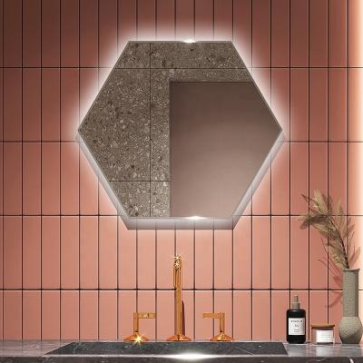 China Schlomann Hexagon Lighted Bathroom Led Mirror Touch Switch Led Mirror Wall Bathroom Vanity Mirror With Lights for sale