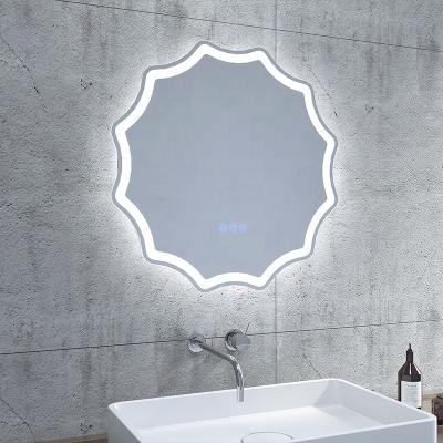 China Bright Schlomann Modern Vanity Bath Backlit Irregular Mirror Led One Key Switch Touch Screen Smart Bathroom Led Mirror for sale