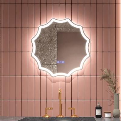 China Wholesale Custom Size Schlomann Irregular Shape Wall Hanging Mirror Bright Smart Waterproof Bath Led Lighted Bathroom Mirror for sale