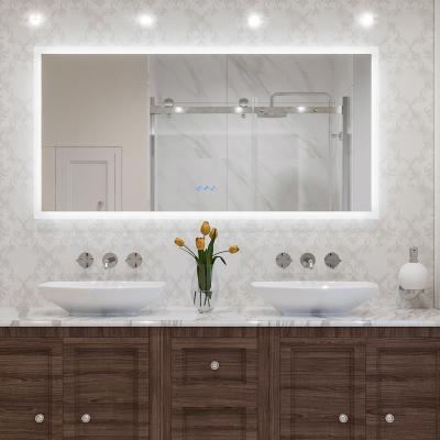 China Magnifying Dimmable Waterproof Three Key Smart Touch LED Backlit Lighting Bathroom Mirror for sale