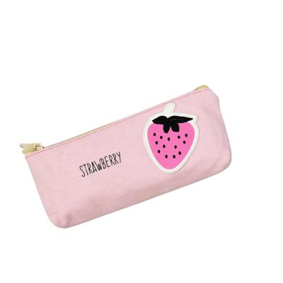 China Schools & Cute Offices RTS Kwaii Fruit Pencil Pouch Bag Canvas Stationary Pencil Case for sale