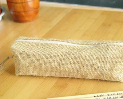 China Schools & Custom Logo Office Eco-friendly Jute Pencil Case Acceptable Pencil Case for sale