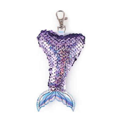 China PU SA M190029AA Iridescent Sequin Mermaid Tail Fin Key Chain With Clip Attachment for sale