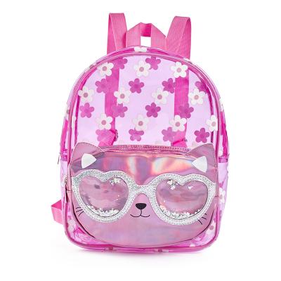 China No ITS Fresh And Cute Cats Transparent Pink All Over Print Girls School Bag Fashionable Rucksack Backpack With Liquid Sequin Effect for sale