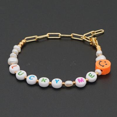 China Hotsale New Fashion BOHEMIA Handmade Resin Letter Seed Beads Bracelet Adjustable Brass Beads Bracelets for sale