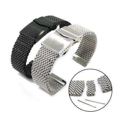 China Stainless Steel Quality Assuring Silver 304 Stainless Steel Metal Watch Strap Quick Release Buckle Watch Band Strap for sale