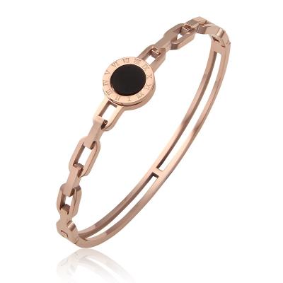 China Fashion Jewelry Wholesale China Rose Gold Plated Stainless Steel Trendy Bangle Women for sale