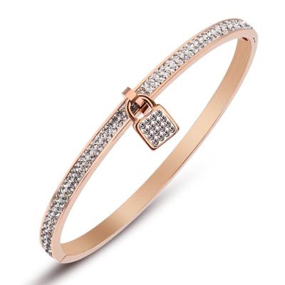 China Fashion Jewelry Accessories FASHIONABLE Diamond Ladies Bangle Stainless Steel Padlock Bracelets Full for sale