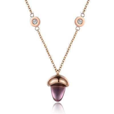 China Fashion Titanium Steel Charms Jewelry Custom Wholesale Amethyst Ladies Titanium Steel Chain Necklace for sale