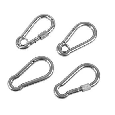 China Manufacturer Cheap 304 Stainless Steel Spring Carabiner Snap Hook Key Chain Link Lock Extracting Quick Buckle for sale