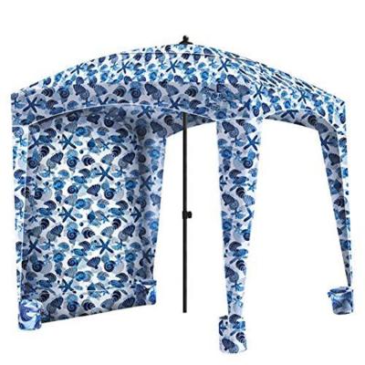 China Camouflage/Field Play Stripe Printing Portable Beach Hut UV Sun Shelter Square Umbrella With Legs Pockets Beach Tent Camp Party Event Tent for sale