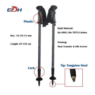 China Durable Lightweight Trekking Pole Cane Walking Survival Hiking Tactical Stick for sale