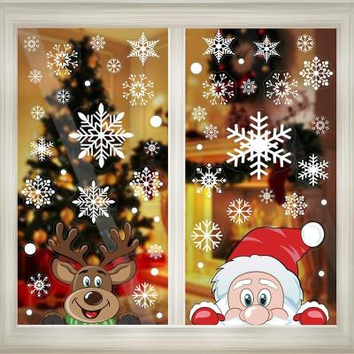 China Christmass Decor Christmas Snowflake Window Cling Stickers For Christmass Decor Holiday Reindeer Glass Decals For Party Christmas Decals Decorations for sale