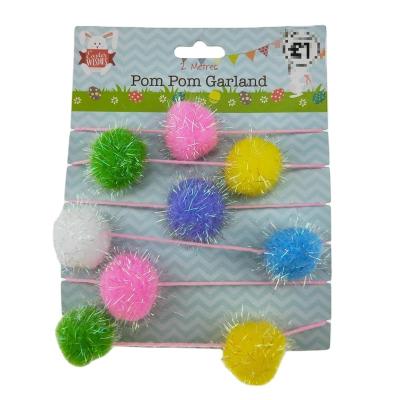 China Polyester POM POM decoration Easter Garland 2 meters with best price for sale