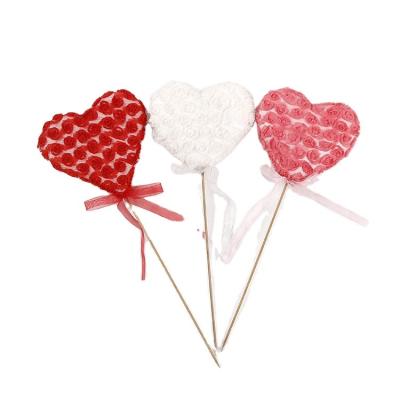 China Valentine's Day Red Heart Shape Picks Wedding Decoration Valentine Accessories for sale