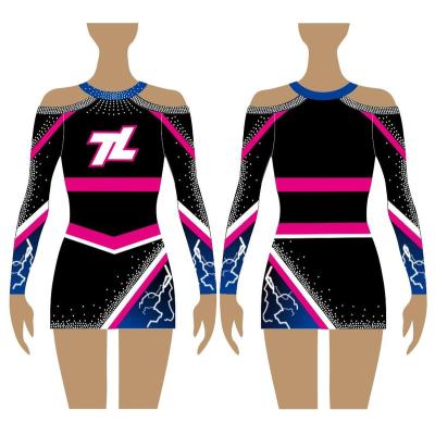 China Custom Cheerleading Uniforms Custom Spandex Blue Cheerleaders Sublimated Uniforms for sale