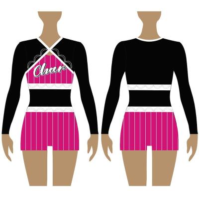 China Competitive Price Uniforms Hot Pink Two Piece Cheerleading Uniforms Personalizado Hot Pink for sale