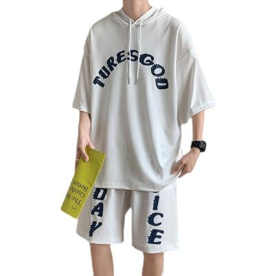 China CIS Hong Kong Style 5 Sleeve T-shirt Summer QUICK DRY Casual Short Suit Men Loose Shorts Students Soft 2 Piece Set for sale