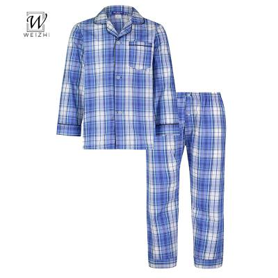 China 2021 Mens Sleepwear Long Sleeve Design Pajamas Plaid Woven Pajamas QUICK DRY Set Soft Loungewear for sale