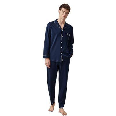 China 2021 QUICK DRY Mens Long Sleeve Pajamas Set Soft 2 Piece Pajamas Set 100% Cotton Sleepwear Set For Men for sale