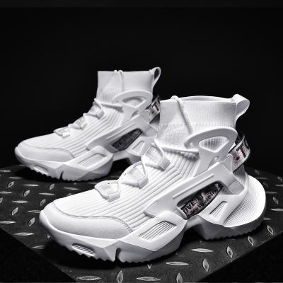 China Large Size Fashion Sock Platform Shoes Hot Sale Light Weight High Top White Sneakers Shoes For Men for sale